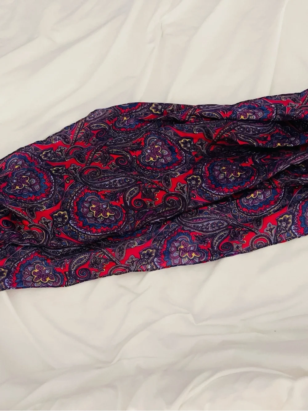 NWOT Women's Silk Red & Purple Paisley Scarf - Lightweight Fashion Accessory